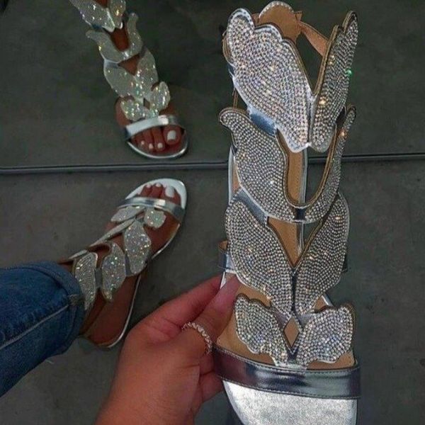 2020 new style large size womens summer flat butterfly crystal sandals cross-border fashion, Black
2020 new style large size womens summer flat butterfly crystal sandals cross-border fashion, Black