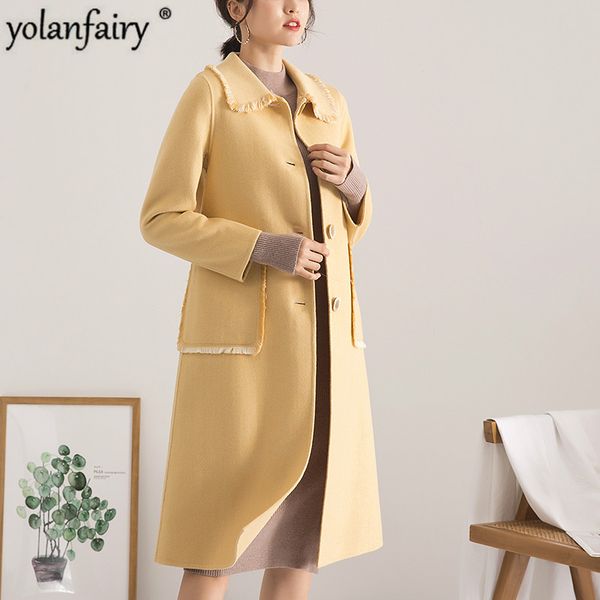 long wool coat women korean double-sided wool jacket spring autumn yellow elegant ladies coats casaco feminino hd9005 kj4053, Black
long wool coat women korean double-sided wool jacket spring autumn yellow elegant ladies coats casaco feminino hd9005 kj4053, Black