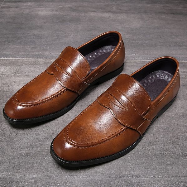 pointed men's leather shoes slip on casual loafers men soft business formal dress man shoes solid big size 38-48 flat, Black
pointed men's leather shoes slip on casual loafers men soft business formal dress man shoes solid big size 38-48 flat, Black