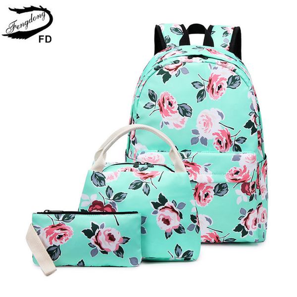 fengdong green flowers school bags for girls floral backpack set kids cute waterproof backpack children stationery food bag set t200709
fengdong green flowers school bags for girls floral backpack set kids cute waterproof backpack children stationery food bag set t200709