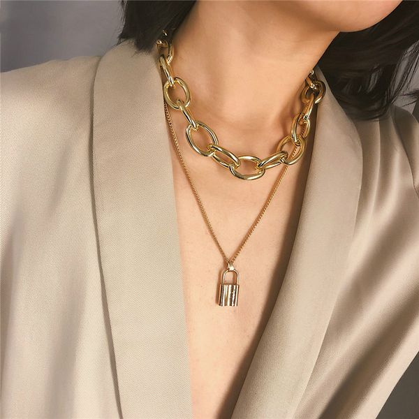 punk lover's lock pendant choker necklace boho clavicle golden thick chain necklace collier valentine's day gift 2020, Golden;silver
punk lover's lock pendant choker necklace boho clavicle golden thick chain necklace collier valentine's day gift 2020, Golden;silver