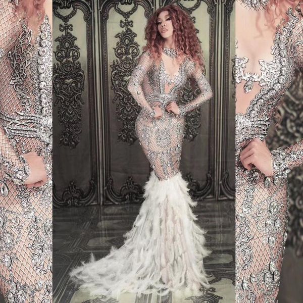 sparkly silver rhinestones stretch white feather tail dress women evening prom celebrity party long dresses singer stage costume, Black;gray
sparkly silver rhinestones stretch white feather tail dress women evening prom celebrity party long dresses singer stage costume, Black;gray