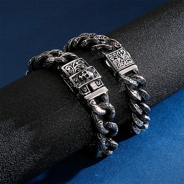 vintage skull cuban cuff bracelet stainless steel custom charms curb link chain men bracelets, Black
vintage skull cuban cuff bracelet stainless steel custom charms curb link chain men bracelets, Black