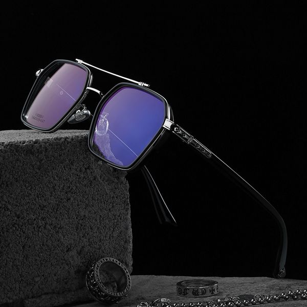 fashionable cross-heart anti-blue myopia myopia glasses frame 0039 iron man black frame glasses, Silver 
fashionable cross-heart anti-blue myopia myopia glasses frame 0039 iron man black frame glasses, Silver