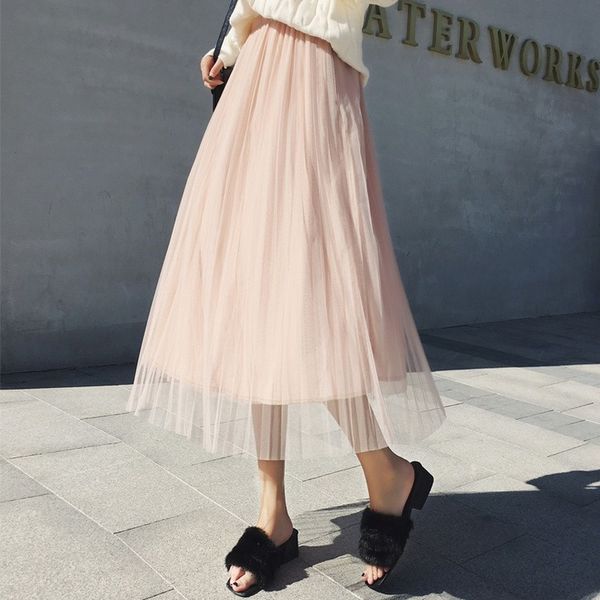 spring summer 2020 mid-length pleated mesh skirt, Black
spring summer 2020 mid-length pleated mesh skirt, Black