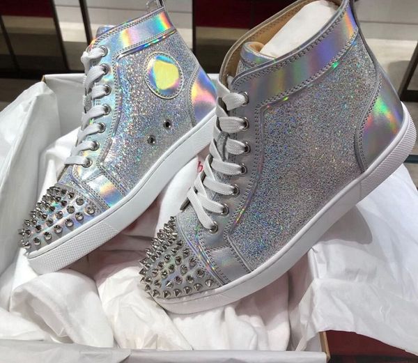 arrival fashion red bottom shoes with spikes sliver glitter leather casual walking luxurious brand outdoor sports eu35-46,with box, Black
arrival fashion red bottom shoes with spikes sliver glitter leather casual walking luxurious brand outdoor sports eu35-46,with box, Black