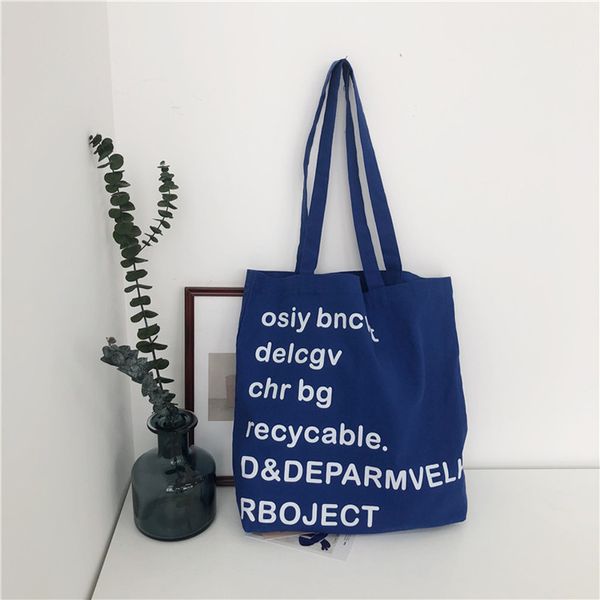 women canvas shoulder bag pure cotton ladies shopping bag casual deep blue letter tote female folding beach bags chic handbag#20
women canvas shoulder bag pure cotton ladies shopping bag casual deep blue letter tote female folding beach bags chic handbag#20
