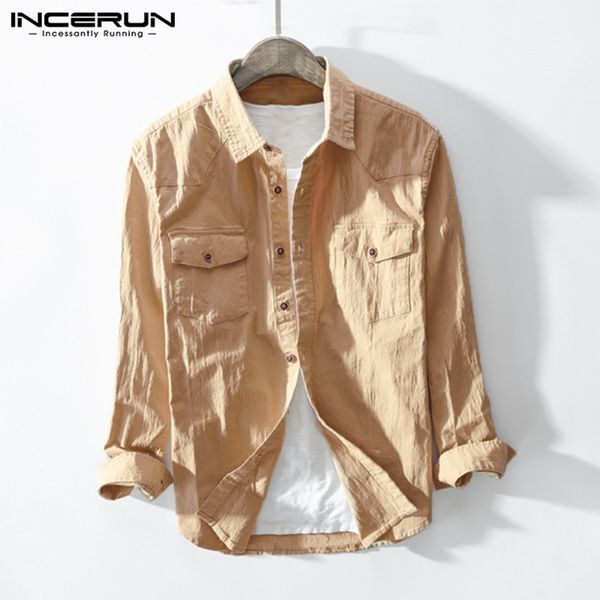 incerun leisure solid color camisa men vintage pockets shirts loose cotton blusa long sleeve lapel blouse breathable s-3xl7, White;black
incerun leisure solid color camisa men vintage pockets shirts loose cotton blusa long sleeve lapel blouse breathable s-3xl7, White;black