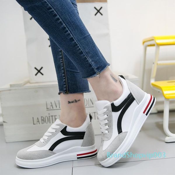2020 spring autumn women sneakers platform increasing casual shoes woman wedges trainers, Black;white