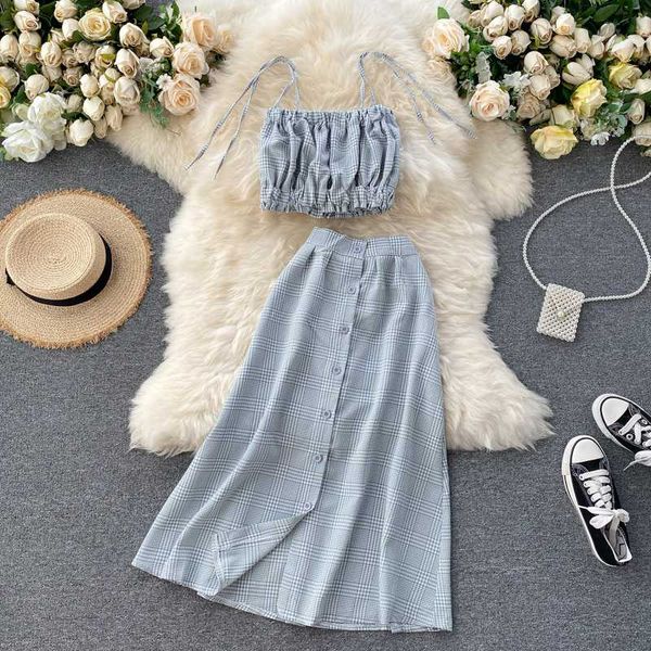 holiday ageing suit 2020 new style women's tank short high waist plaid skirt two-piece set, Black
holiday ageing suit 2020 new style women's tank short high waist plaid skirt two-piece set, Black