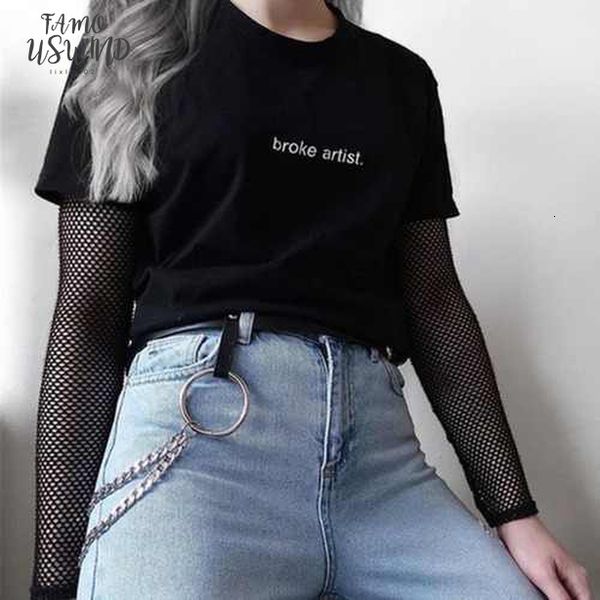 broke short artist black graphic t shirt letters printed tumblr gurnge aesthetic tee 80s 90s girls fashion cool t shirt harajuku tees, White 
broke short artist black graphic t shirt letters printed tumblr gurnge aesthetic tee 80s 90s girls fashion cool t shirt harajuku tees, White