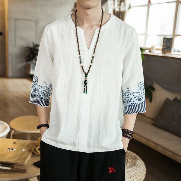 2020 summer new style chinese-style men's wear short half-sleeve shirt cotton linen flax embroidered t-shirt young fashion -40, White;black
2020 summer new style chinese-style men's wear short half-sleeve shirt cotton linen flax embroidered t-shirt young fashion -40, White;black