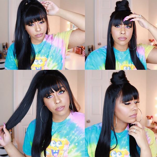 straight remy human hair wigs with bangs brazilian lace front wig with bangs gossip 13x4 wig human hair glueless wig for women, Black
straight remy human hair wigs with bangs brazilian lace front wig with bangs gossip 13x4 wig human hair glueless wig for women, Black