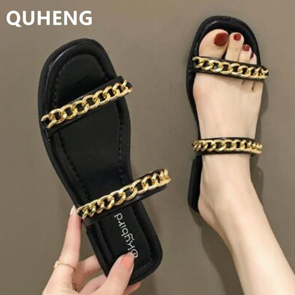 summer women's slippers new metal chain female sandals fashion flat open toes woman flip flops beach sandals, Black
summer women's slippers new metal chain female sandals fashion flat open toes woman flip flops beach sandals, Black