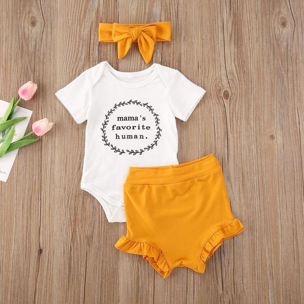 clothing sets 0-18m infant baby girls boys clothes 3pcs letter print white romper +yellow shorts+headband
clothing sets 0-18m infant baby girls boys clothes 3pcs letter print white romper +yellow shorts+headband