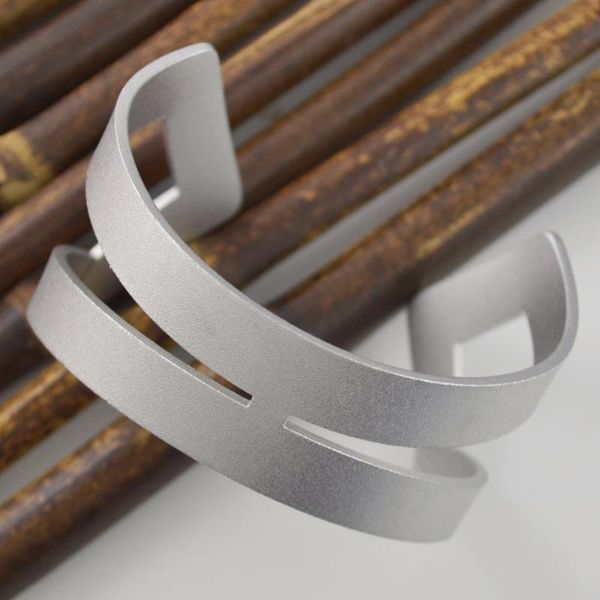 punk matte plain silverc solid brushed open bracelet friend men women glossy wide bracelet, Black
punk matte plain silverc solid brushed open bracelet friend men women glossy wide bracelet, Black