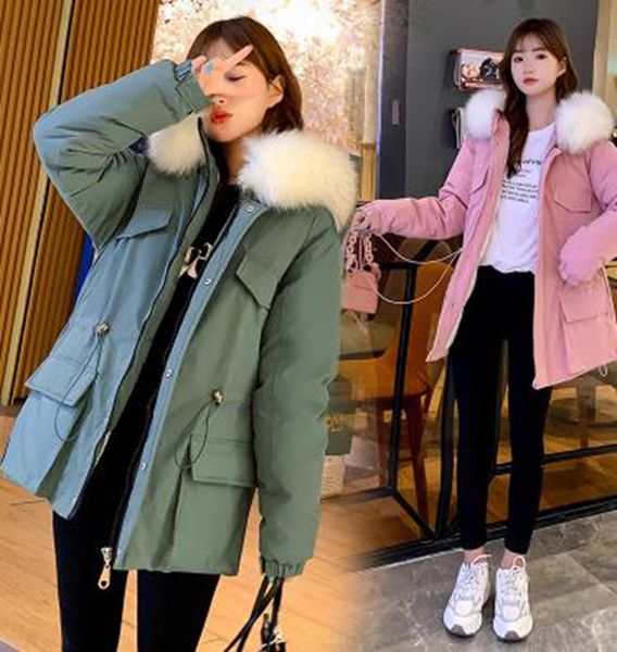 wholesale fashion winter new women's loose student school to overcome the big fur collar short cotton coat, Black
wholesale fashion winter new women's loose student school to overcome the big fur collar short cotton coat, Black