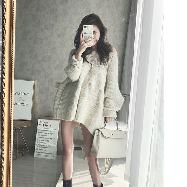 new winter sweater women pullover girls vintage long sleeve autumn elegant female knitted outerwear warm oversize sweater, White;black
new winter sweater women pullover girls vintage long sleeve autumn elegant female knitted outerwear warm oversize sweater, White;black