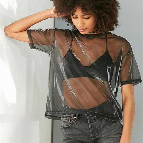 fashion women t shirt short sleeve o neck net yarn perspective see through t shirt casual nightclub dance clubwear t shirts, White
fashion women t shirt short sleeve o neck net yarn perspective see through t shirt casual nightclub dance clubwear t shirts, White