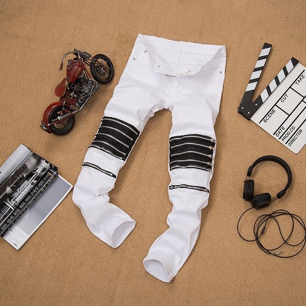 men's ripped knee multi-zipper cut stretch white casual trousers casual pants nightclub youth trendy pants, Blue
men's ripped knee multi-zipper cut stretch white casual trousers casual pants nightclub youth trendy pants, Blue