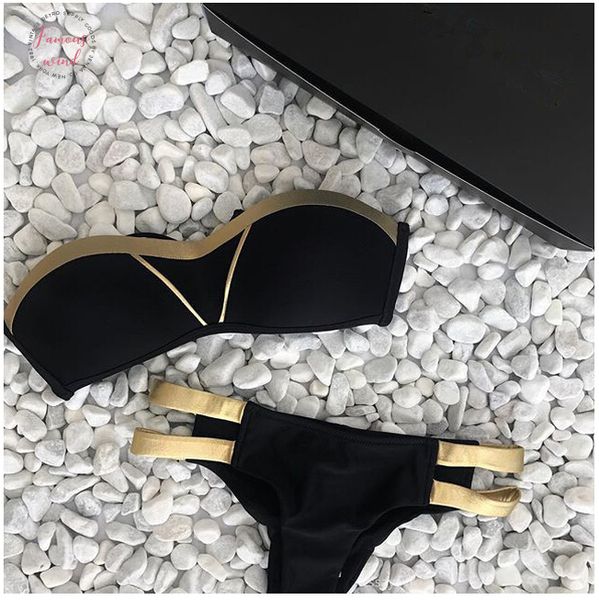 2020 new bikinis set women swimwear push up paded bikinis bronzing solid swumsuit strapless women beachwear bathing suit, White;black
2020 new bikinis set women swimwear push up paded bikinis bronzing solid swumsuit strapless women beachwear bathing suit, White;black