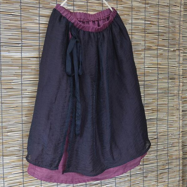 women double skirt linen big size original summer elastic waist contrast color mori girl loose vintage women skirt yoyikamomo, Black
women double skirt linen big size original summer elastic waist contrast color mori girl loose vintage women skirt yoyikamomo, Black