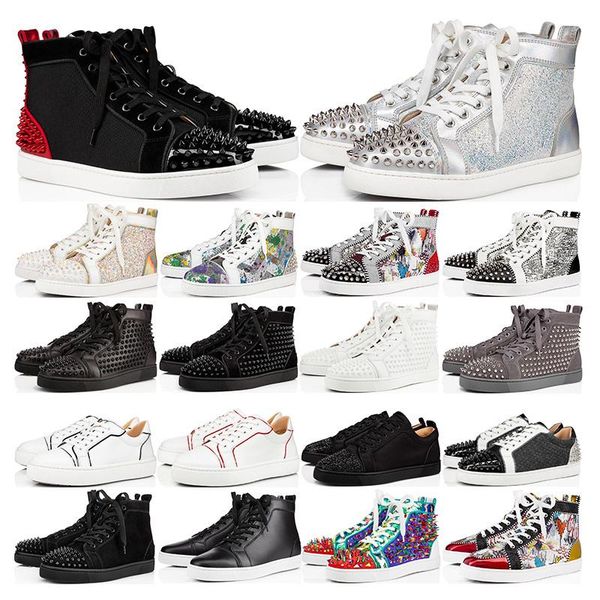 2020 mens sneakers red bottoms studded spikes fashion suede leather low high black silver women flat shoes party lovers 36-46
2020 mens sneakers red bottoms studded spikes fashion suede leather low high black silver women flat shoes party lovers 36-46