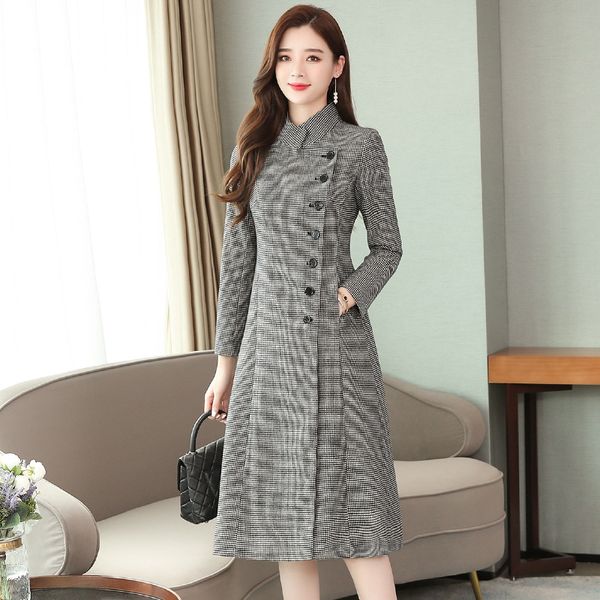 fall winter 2020 women's cashmere coat fashion long slim plaid woolen coat casual straight stand collar wool female e125, Black
fall winter 2020 women's cashmere coat fashion long slim plaid woolen coat casual straight stand collar wool female e125, Black