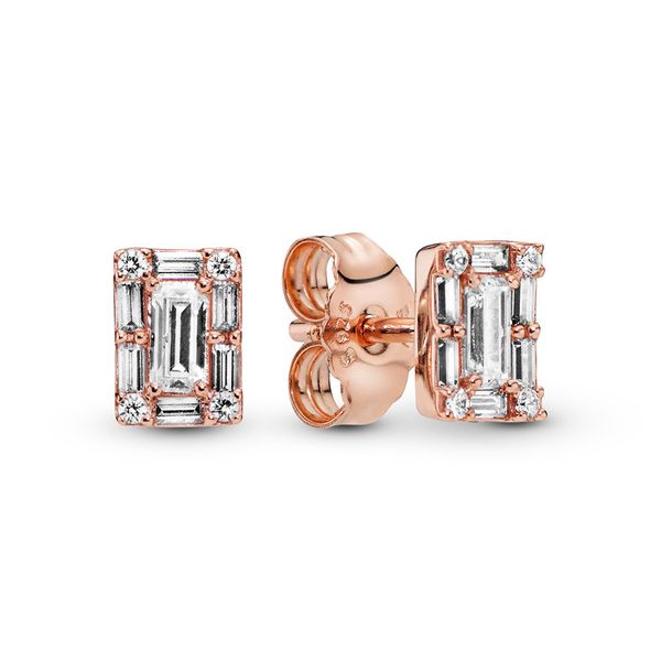 925 sterling silver sparkling square halo stud earrings women's luxury fashion designer rose gold cz diamond earings with pandora gift, Golden;silver
925 sterling silver sparkling square halo stud earrings women's luxury fashion designer rose gold cz diamond earings with pandora gift, Golden;silver