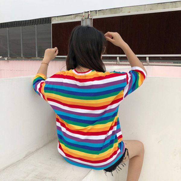 blackday new t shirt women rainbow striped harajuku tshirt summer short sleeve korean punk t-shirt camiseta feminina, White
blackday new t shirt women rainbow striped harajuku tshirt summer short sleeve korean punk t-shirt camiseta feminina, White