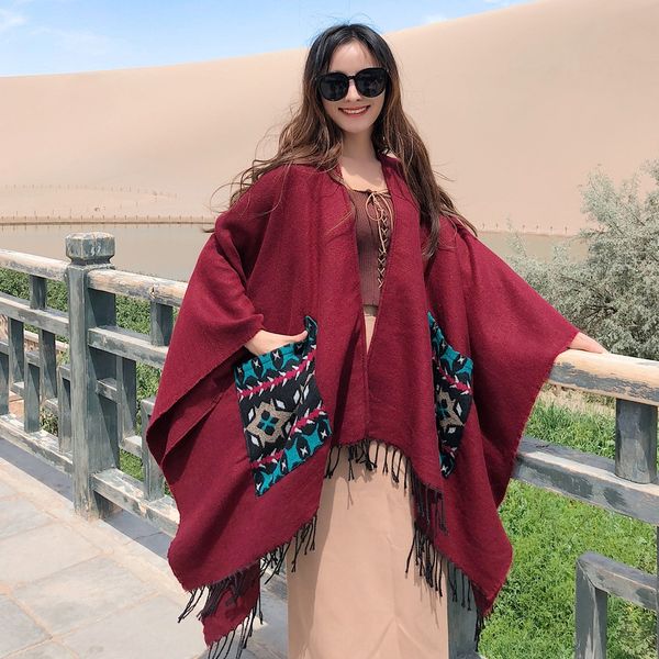 nepal tibet tourism warm air conditioner scarf all-match thick ethnic style split shawl scarf cloak cloak female, Blue;gray
nepal tibet tourism warm air conditioner scarf all-match thick ethnic style split shawl scarf cloak cloak female, Blue;gray