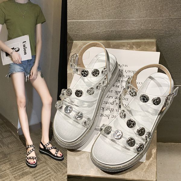 new summer women's sandals with open toe buckle and platform handmade fashion comfortable solid color wild plus sandals, Black
new summer women's sandals with open toe buckle and platform handmade fashion comfortable solid color wild plus sandals, Black