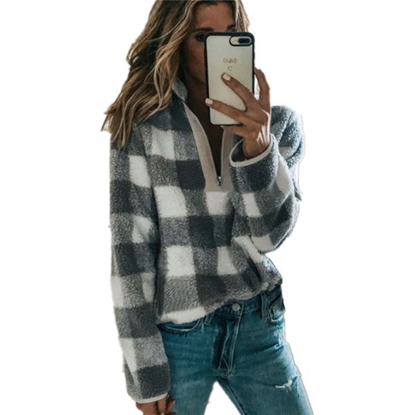 autumn winter 2019 plaid zipper sweatshirt womens casual pullover fashion turtleneck long sleeve plush hoodies, Black;gray
autumn winter 2019 plaid zipper sweatshirt womens casual pullover fashion turtleneck long sleeve plush hoodies, Black;gray