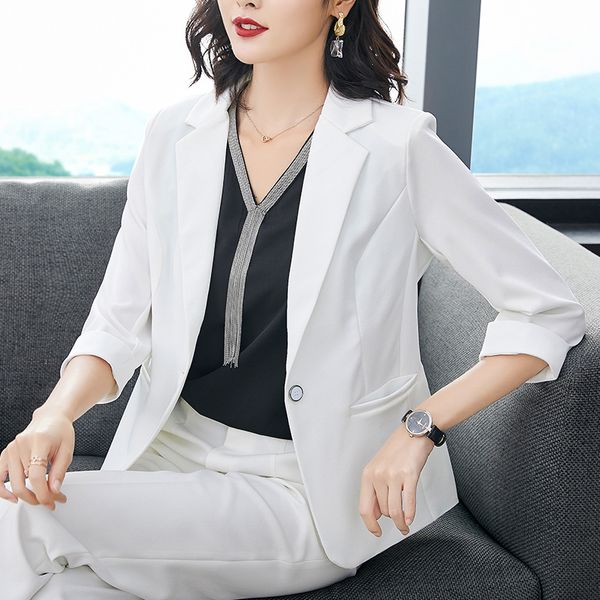 women autumn business casual notched lapel pocket work office blazer jacket suit thin solid color fashion casual h021, White;black
women autumn business casual notched lapel pocket work office blazer jacket suit thin solid color fashion casual h021, White;black