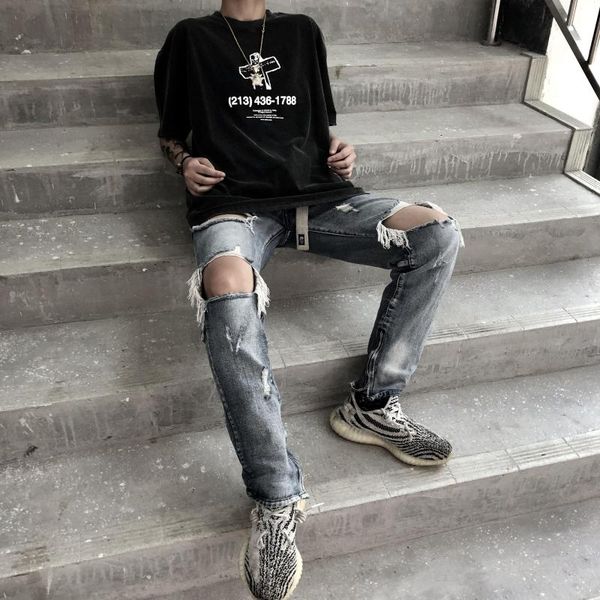 bannaji men`s punk style jeans ripped ankle zipper knee hole street hip hop slim fit gothic jeans denim joggers for male, Blue
bannaji men`s punk style jeans ripped ankle zipper knee hole street hip hop slim fit gothic jeans denim joggers for male, Blue