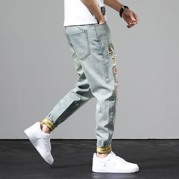 korean style fashion men jeans regular fit patches designer ripped jeans men baggy pants streetwear hip hop harem, Blue
korean style fashion men jeans regular fit patches designer ripped jeans men baggy pants streetwear hip hop harem, Blue