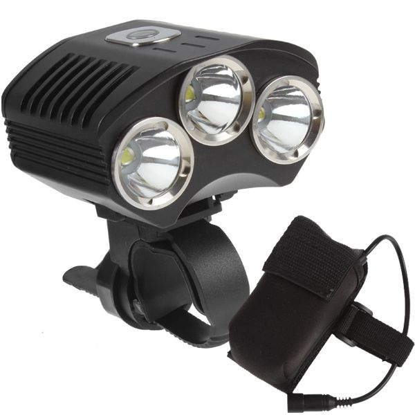 3 X Xm-l T6 Led 1800 Lumens Bicycle Light With Power Indicator + 4400mah Battery Pack