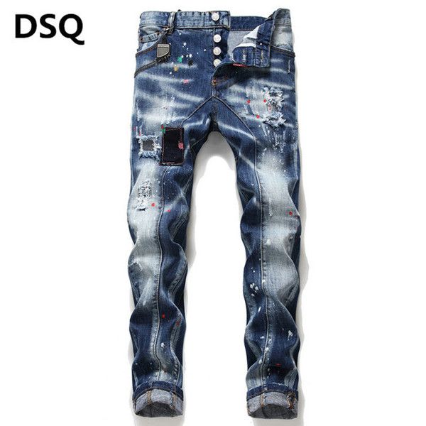 2020 men's designer jeans blue skinny fit stitching ripped jeans high street destroyed motorcycle purple brand jeans
2020 men's designer jeans blue skinny fit stitching ripped jeans high street destroyed motorcycle purple brand jeans