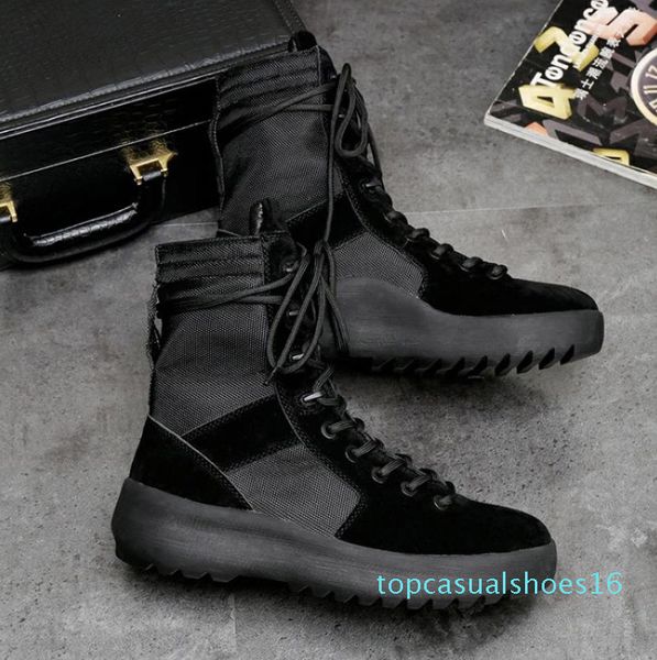 new good quality kanye brand high of military sneakers hight army boots men and women fashion shoes martin t01, Black
new good quality kanye brand high of military sneakers hight army boots men and women fashion shoes martin t01, Black