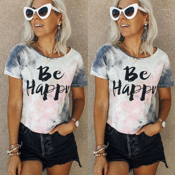 summer tie dye o-образным вырезом женщины повседневная топы сыпучие дышащий дамы tshirts behappy письмо версия для печати женская футболка, White
summer tie dye o-образным вырезом женщины повседневная топы сыпучие дышащий дамы tshirts behappy письмо версия для печати женская футболка, White