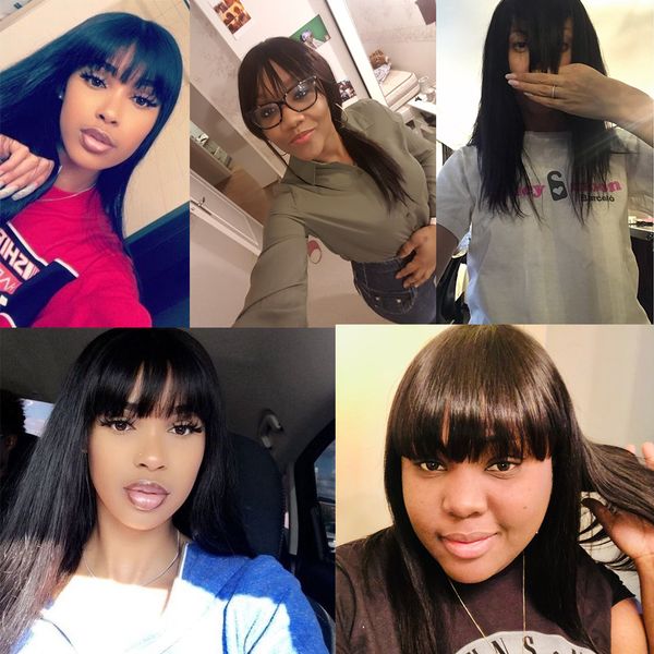 straight human hair wigs with bangs for women brazilian wig natural color brazilian remy mechanism wigs 8-26 inches 150% density, Black
straight human hair wigs with bangs for women brazilian wig natural color brazilian remy mechanism wigs 8-26 inches 150% density, Black