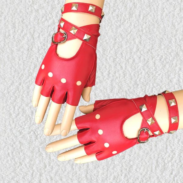 women's wrist strap and rivet punk wristband personalized nightclub singer gloves women's half finger gloves, Black
women's wrist strap and rivet punk wristband personalized nightclub singer gloves women's half finger gloves, Black
