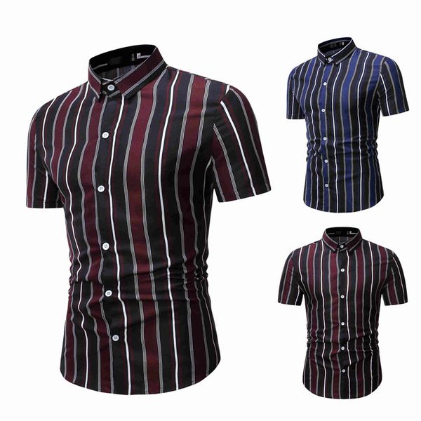 europe male summer stripes short sleeve shirt slim fit fashion casual shirts camisas wine red blue single breasted clothing, White;black
europe male summer stripes short sleeve shirt slim fit fashion casual shirts camisas wine red blue single breasted clothing, White;black
