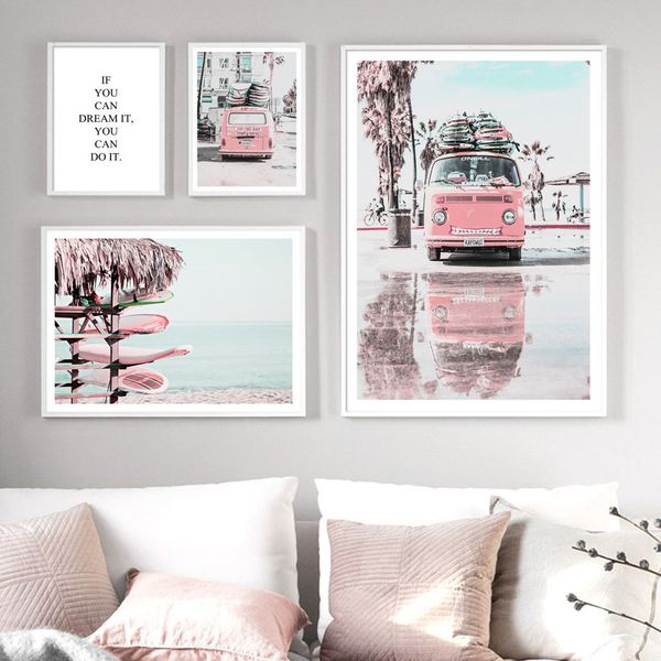 pink van pickup beach sea surfboard quote wall art canvas painting nordic posters and prints wall pictures for living room decor
pink van pickup beach sea surfboard quote wall art canvas painting nordic posters and prints wall pictures for living room decor
