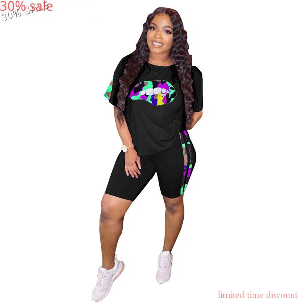 30% sale women two piece set cartoon lip print tee shorts set o-neck short-sleeve sweatshirt women tracksuit, Gray
30% sale women two piece set cartoon lip print tee shorts set o-neck short-sleeve sweatshirt women tracksuit, Gray