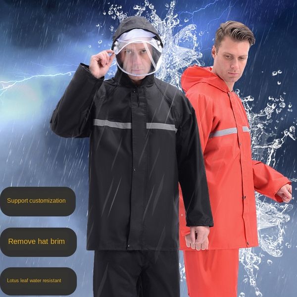riding reflective labor protection outdoor oxford cloth oxford cloth split raincoat and raincoat suit, Black 
riding reflective labor protection outdoor oxford cloth oxford cloth split raincoat and raincoat suit, Black