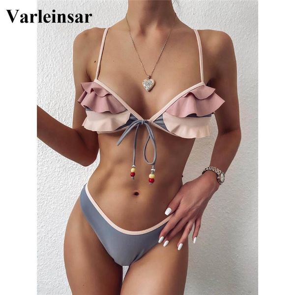 women's swimwear 2021 bikini women female swimsuit two-pieces set ruffled splicing bather bathing suit swim lady v2289, White;black
women's swimwear 2021 bikini women female swimsuit two-pieces set ruffled splicing bather bathing suit swim lady v2289, White;black