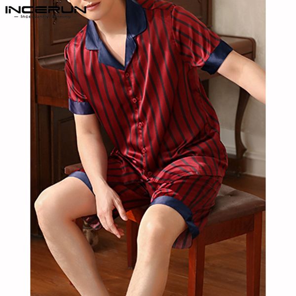 incerun summer fashion striped men pajamas sets leisure lapel short sleeve sleepwear soft shorts comfy men homewear pyjamas sets, Black;brown
incerun summer fashion striped men pajamas sets leisure lapel short sleeve sleepwear soft shorts comfy men homewear pyjamas sets, Black;brown