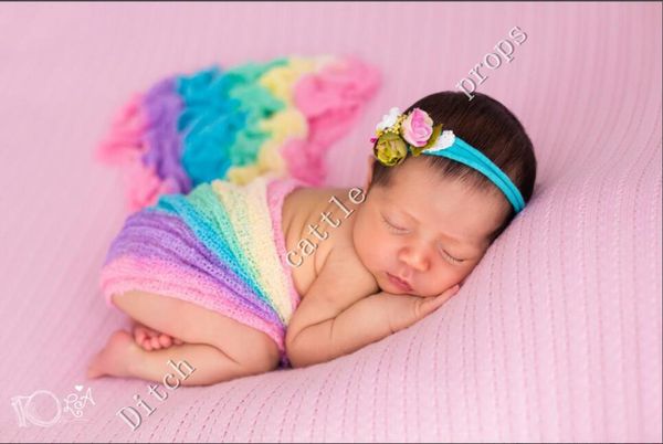 (140*40cm) Rainbow Stretch Knit Wrap Newborn Pgraphy Wraps Nubble Wraps Rayon Maternity Scarf Women Shawl