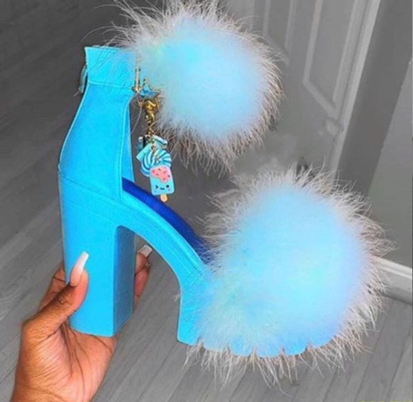 women's sandals 2020 summer high heels vintage plush fur woman slippers peep toe square heel wedges sandals shoes zapatos mujer, Black
women's sandals 2020 summer high heels vintage plush fur woman slippers peep toe square heel wedges sandals shoes zapatos mujer, Black